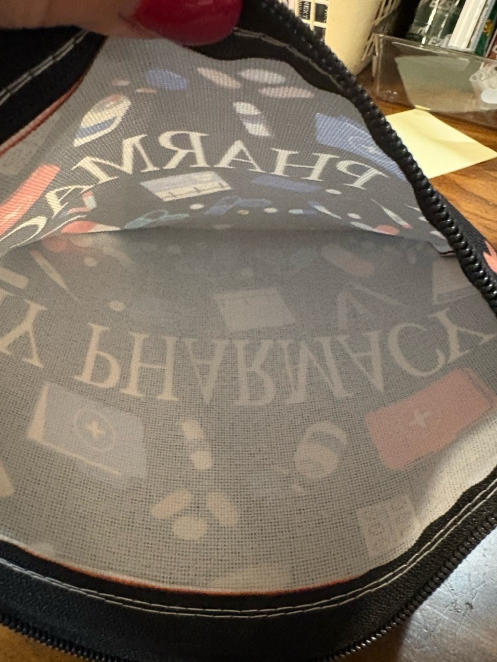 2 Funny Black Canvas Zip Pouches - Picture 4 of 5